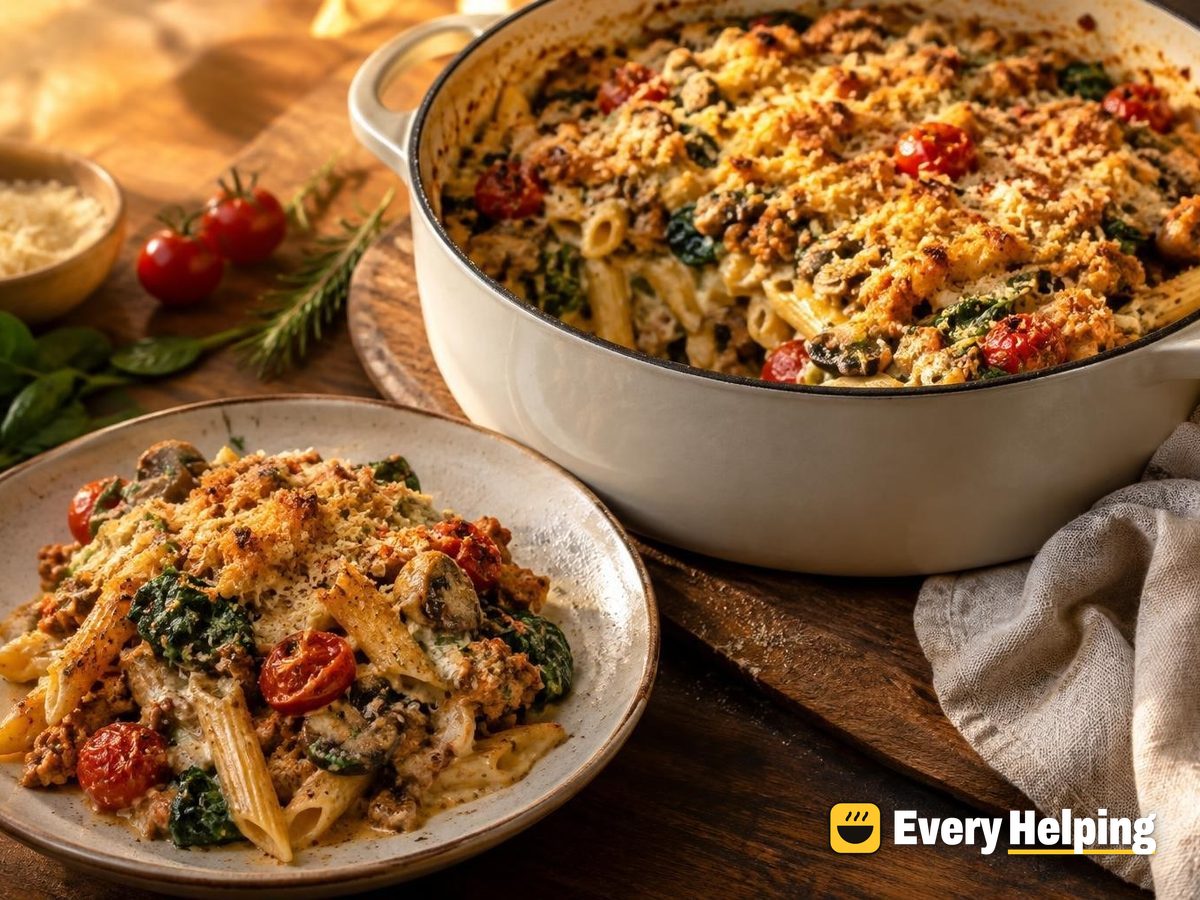 Smoky No-Boil Chicken and Mushroom Pasta Bake