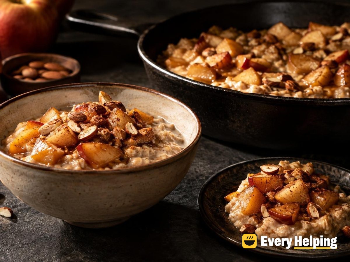 Cinnamon Apple Compote Overnight Oats with Almonds