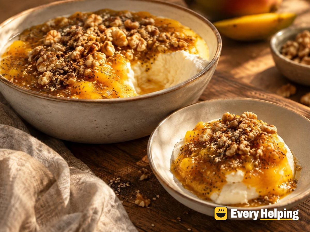 Set Mango Yogurt with Walnut-Sesame Crunch