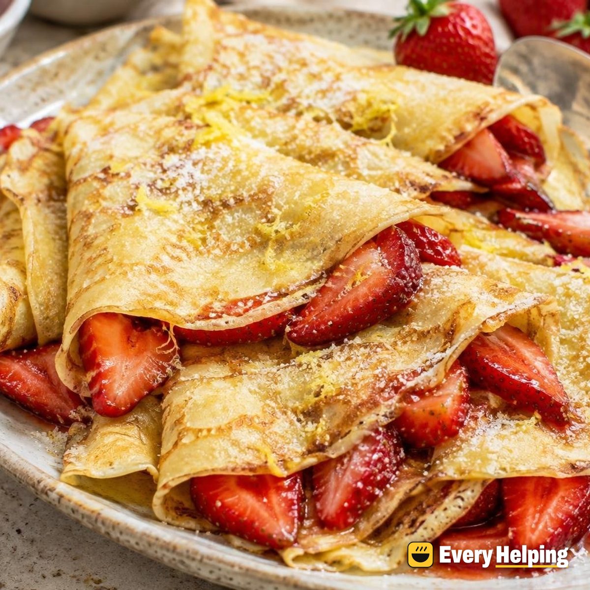 Lemon Sugar Crêpes with Fresh Strawberries