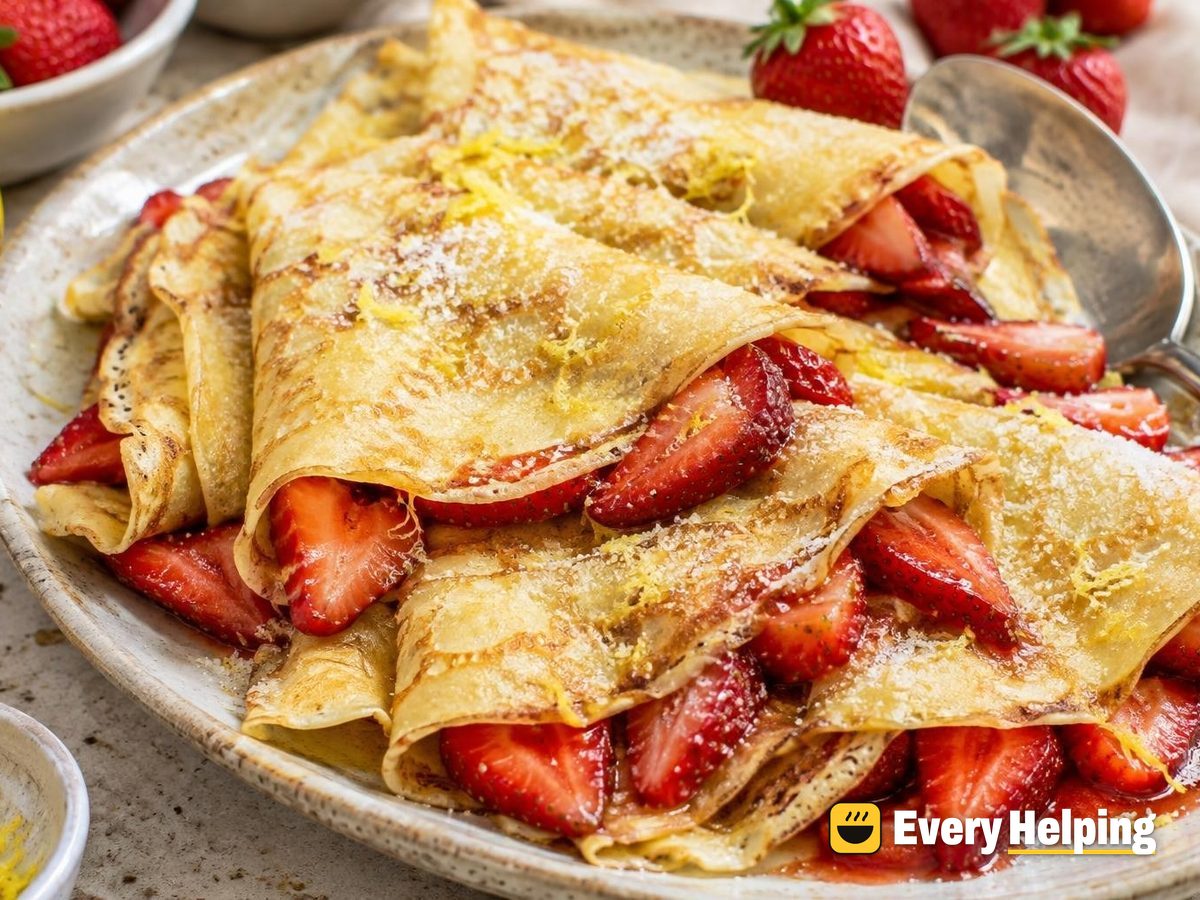 Lemon Sugar Crêpes with Fresh Strawberries