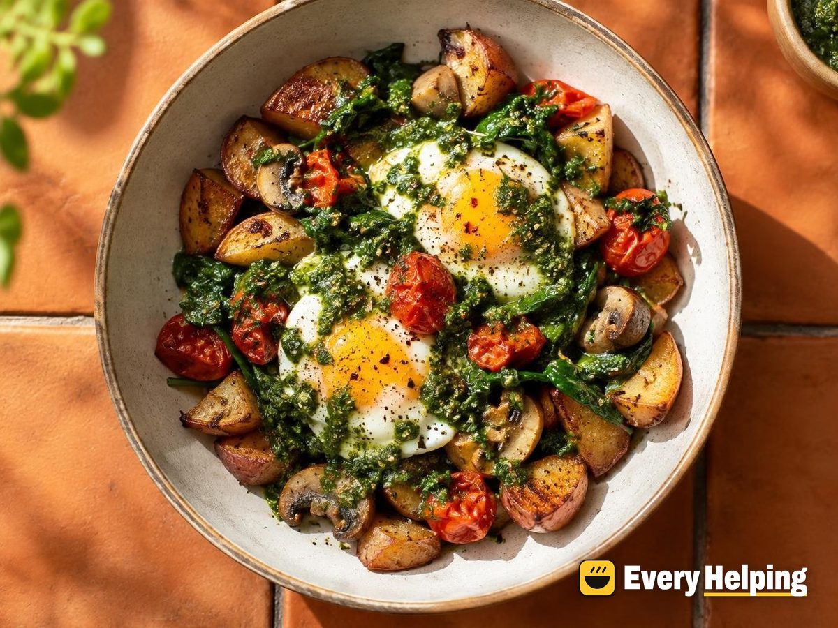 Crispy Potato Breakfast Bowls with Salsa Verde