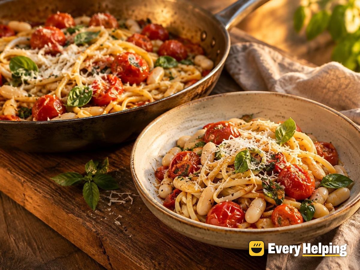 Burst Cherry Tomato Basil Noodle Bowls