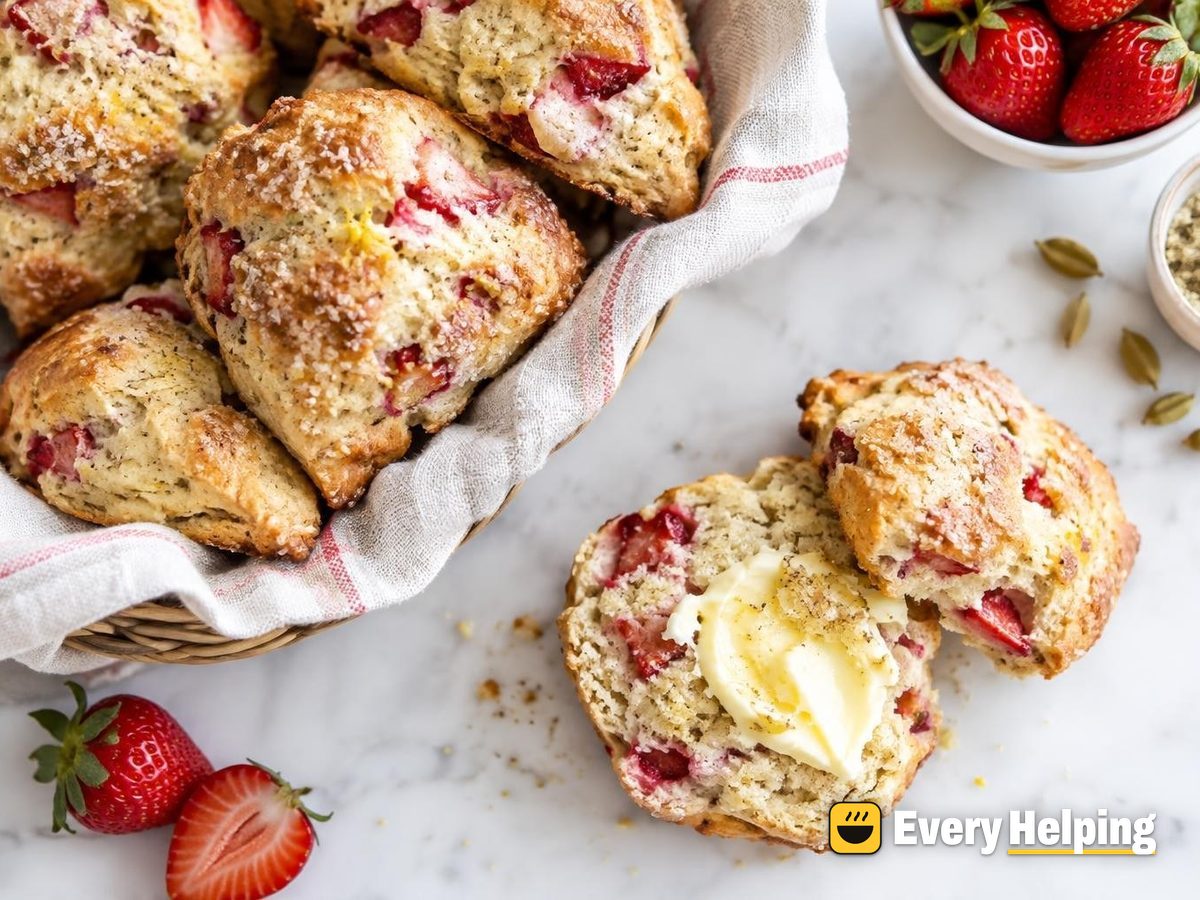 Strawberry Cardamom Cream Scones