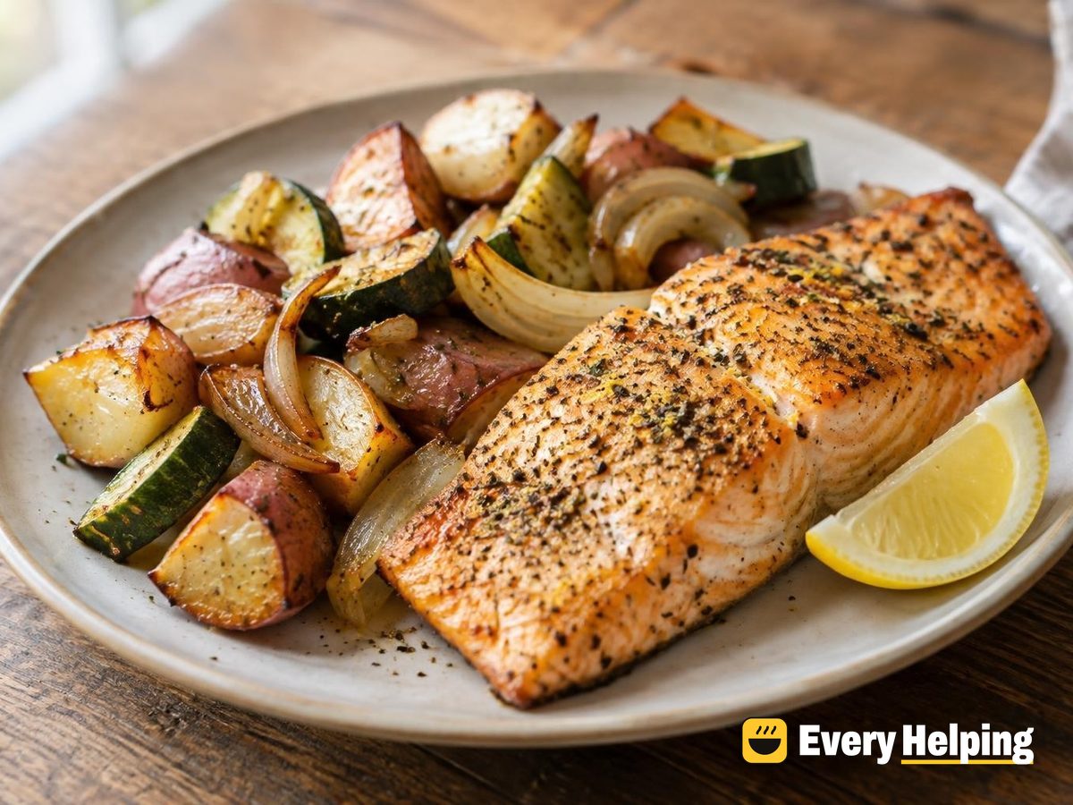 Lemon Pepper Salmon with Zucchini and Potatoes