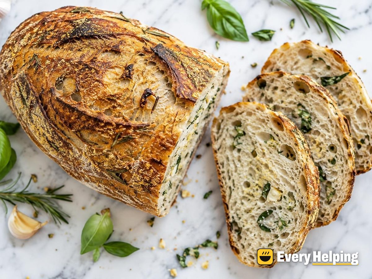 Rosemary Basil Garlic Sourdough Batard