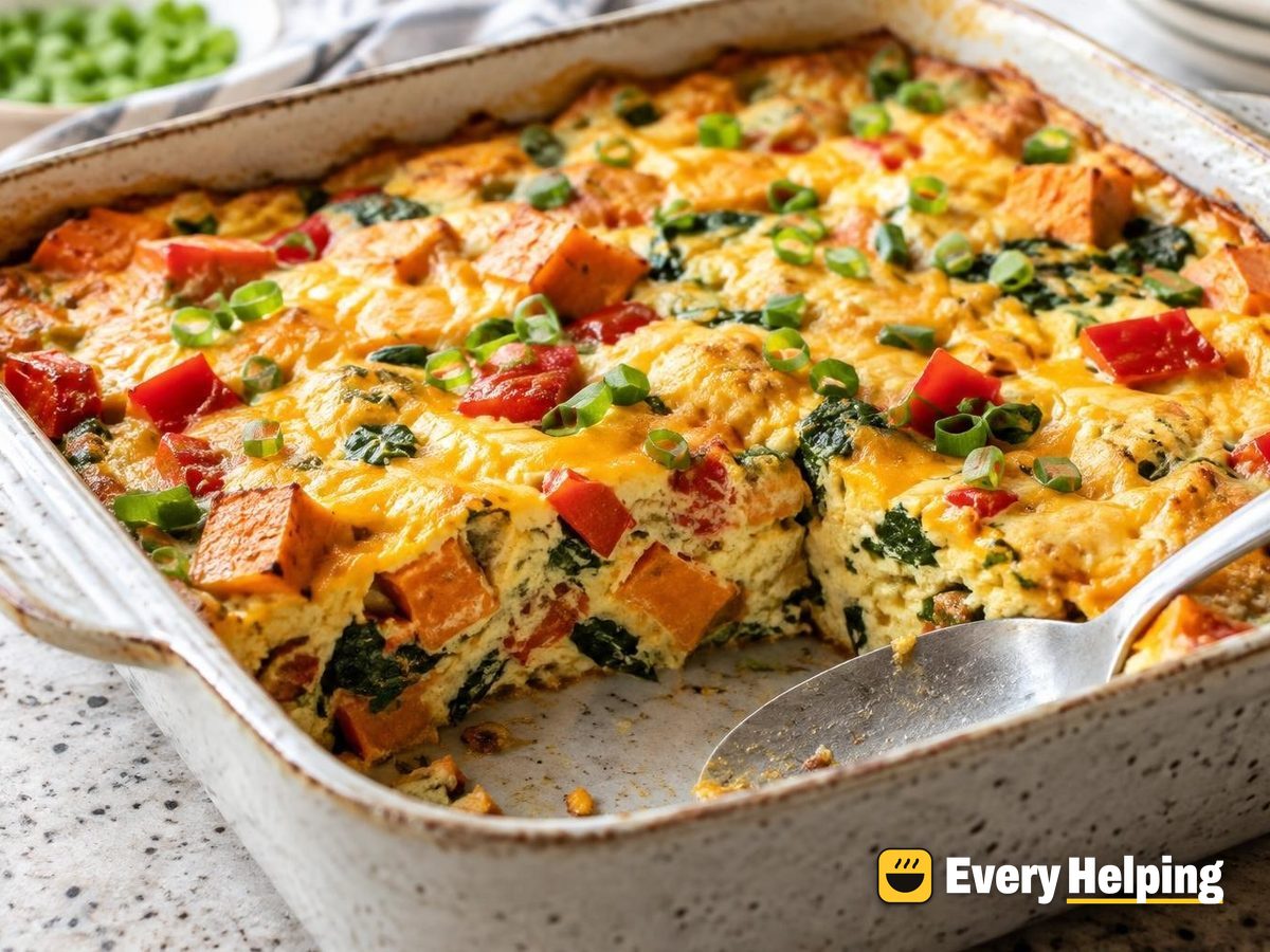 Sweet Potato, Pepper and Cheddar Egg Bake