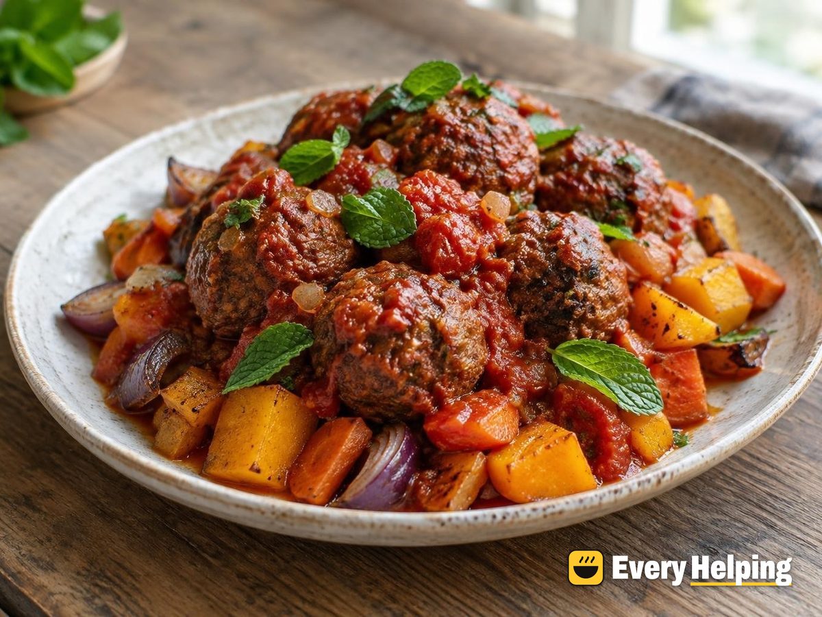 Moroccan-Spiced Beef Kofta in Cinnamon Tomato Sauce