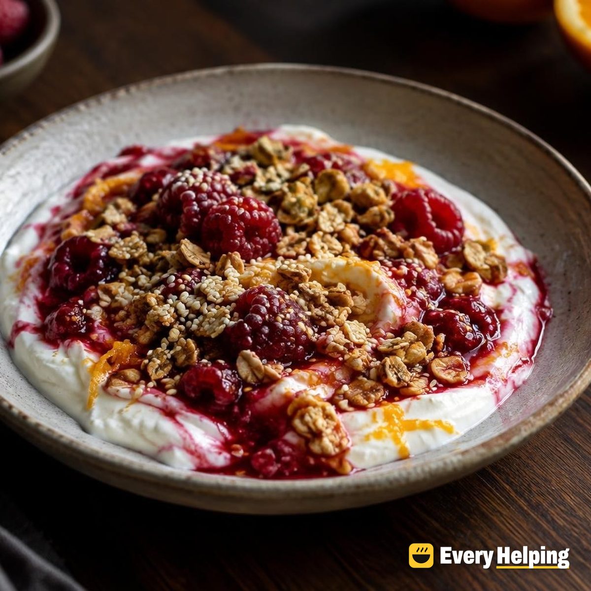 Stirred Yogurt with Raspberry-Orange Cardamom Compote