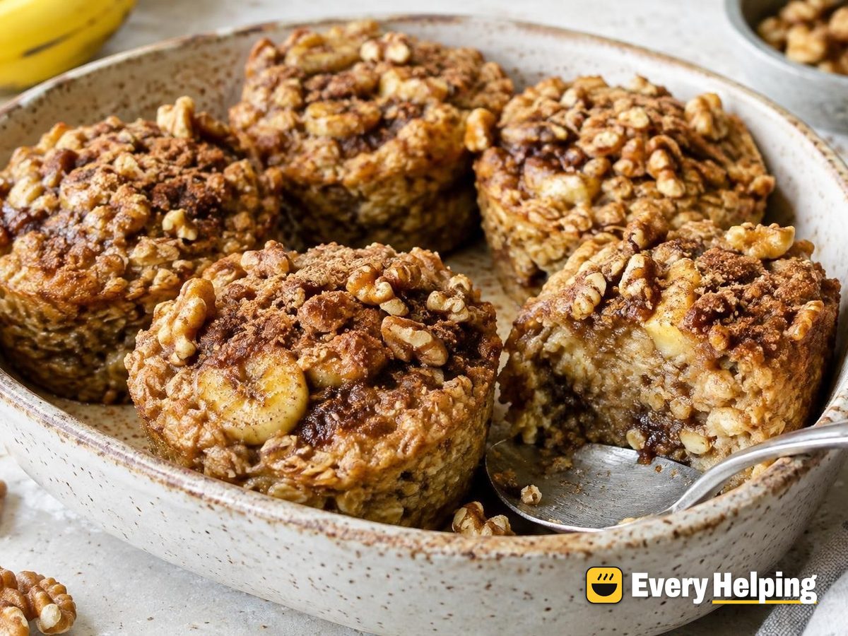 Banana Walnut Oatmeal Cups with Cinnamon Swirl