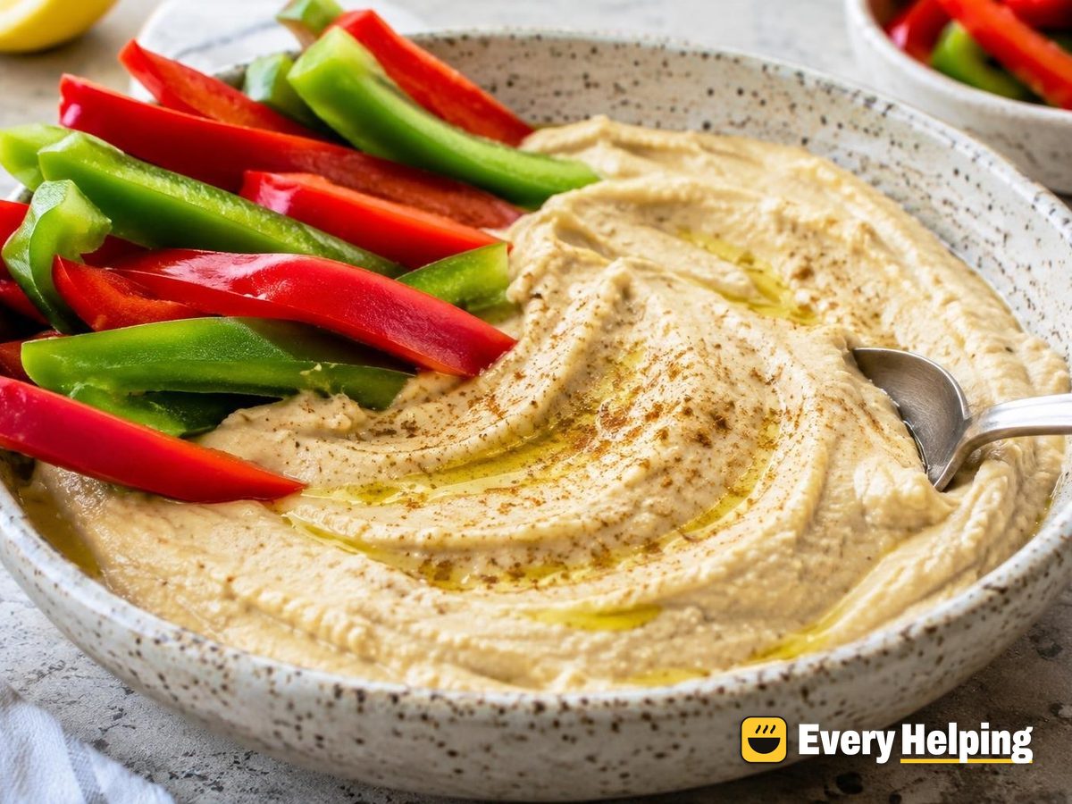 Creamy White Bean Hummus with Pepper Strips