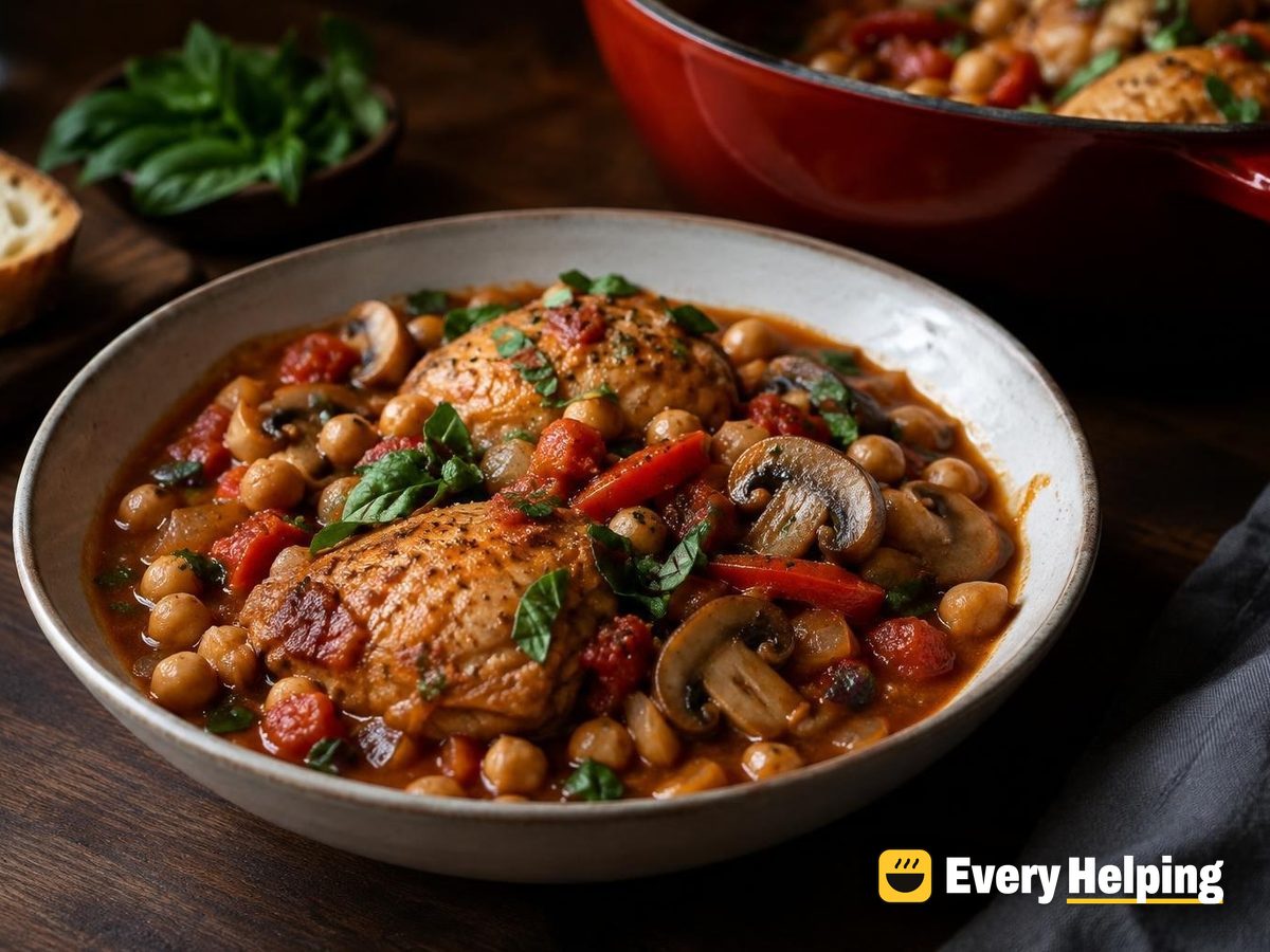 Chicken Thigh Cacciatore Stew with Chickpeas
