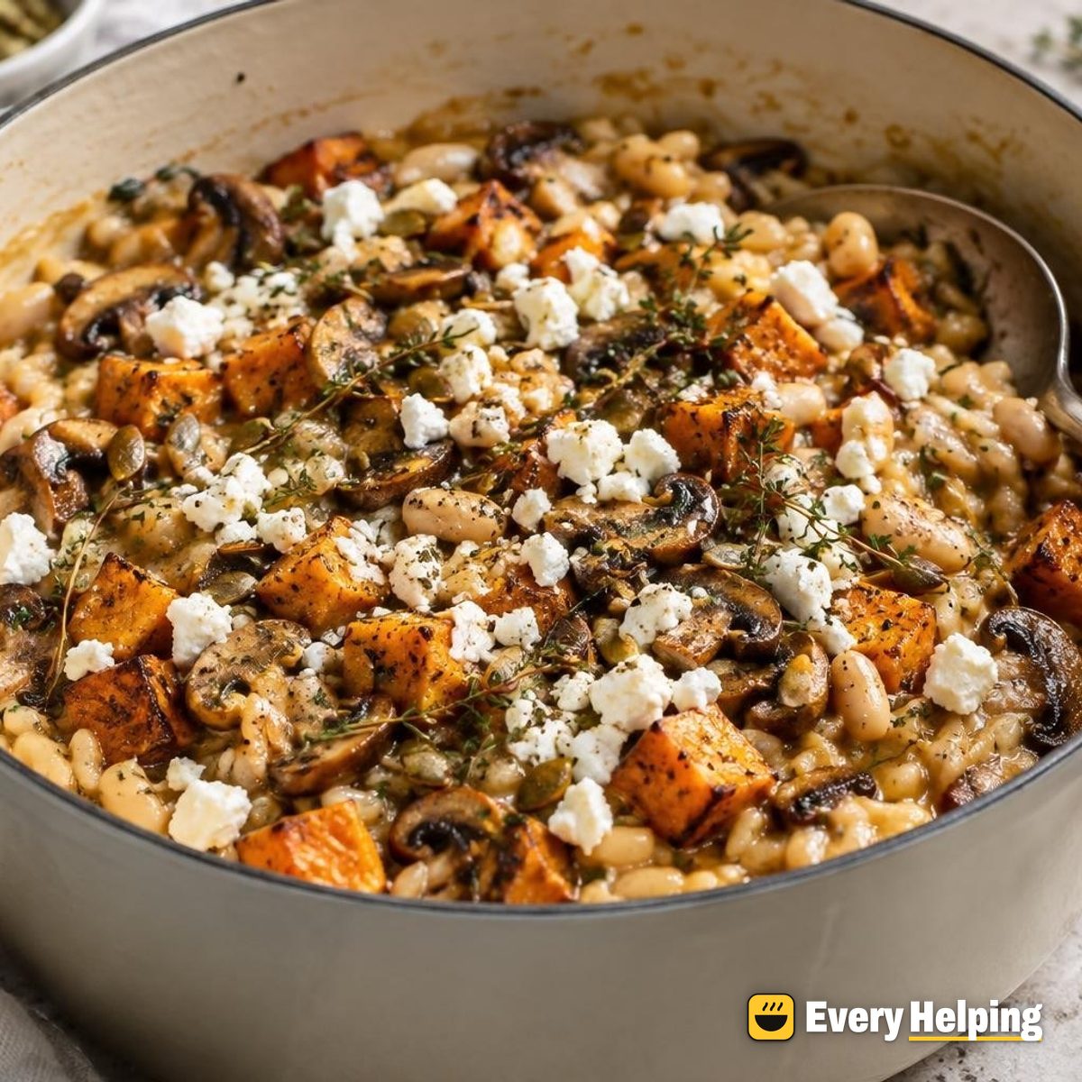Roasted-Style Sweet Potato Mushroom Thyme Risotto