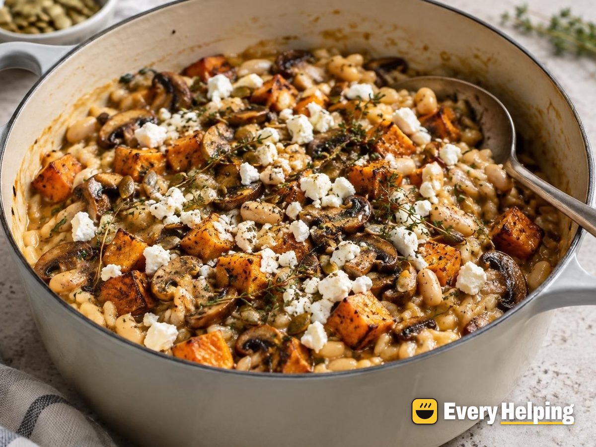 Roasted-Style Sweet Potato Mushroom Thyme Risotto