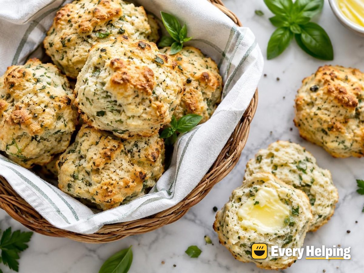 Garlic Herb Ricotta Drop Biscuits with Basil