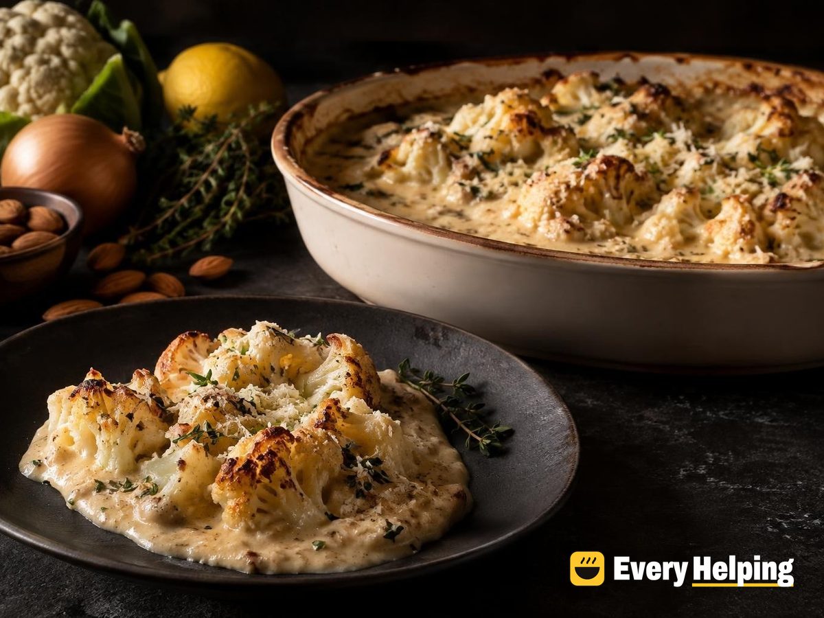 Roasted Cauliflower Thyme Cream Sauce