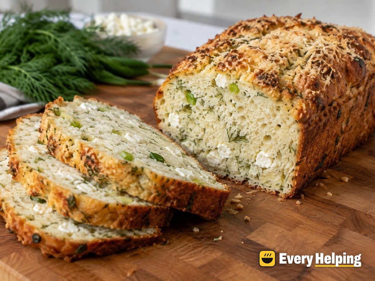Feta Dill Buttermilk Loaf with Parmesan Top