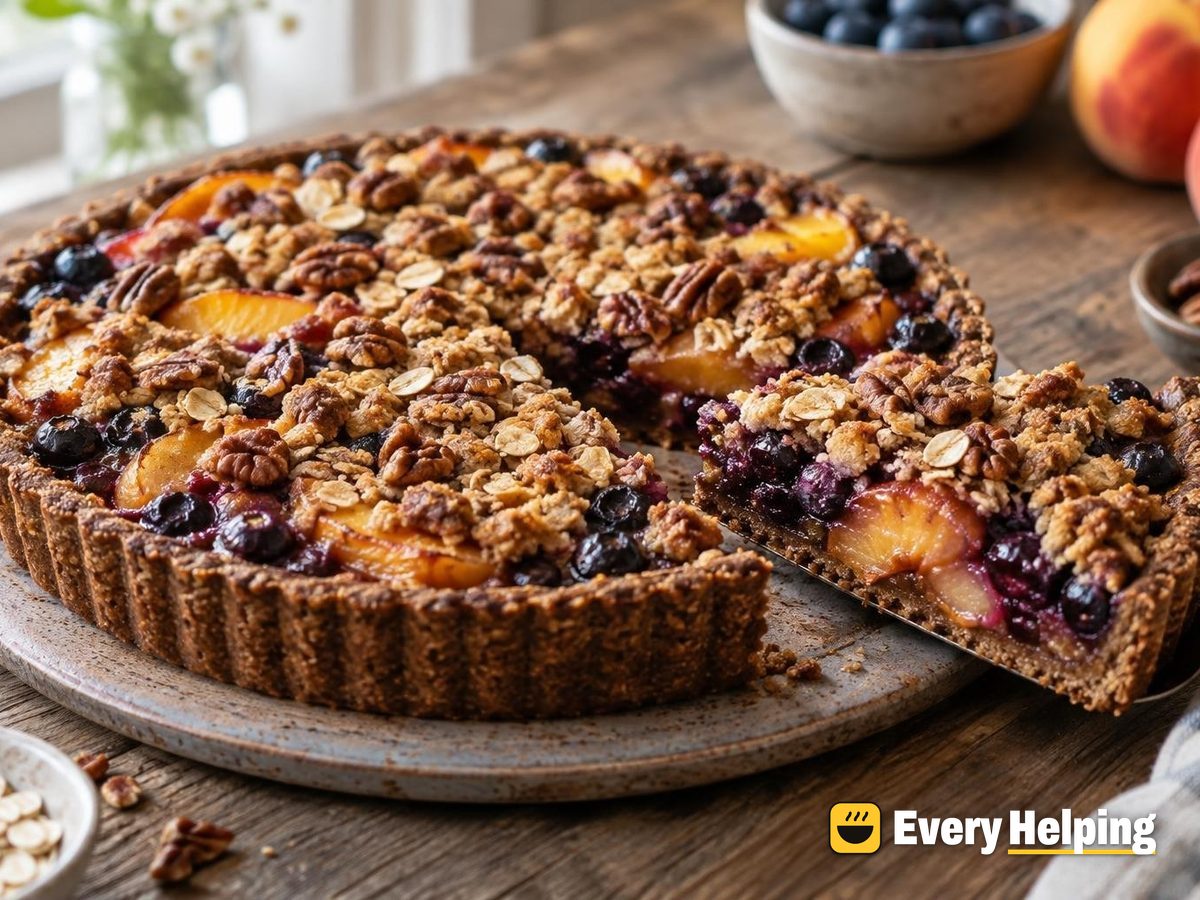 Blueberry Peach Rye Tarts with Pecan Crumble