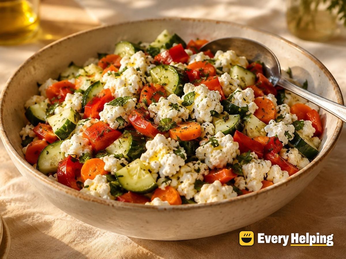 Garlic-Herb Ricotta Crumbles with Crisp Vegetables