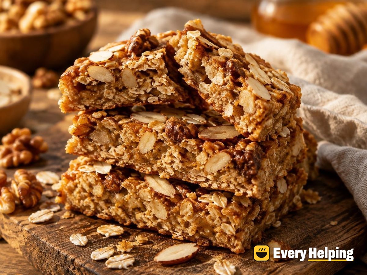 Honey Almond Walnut Oat Bars