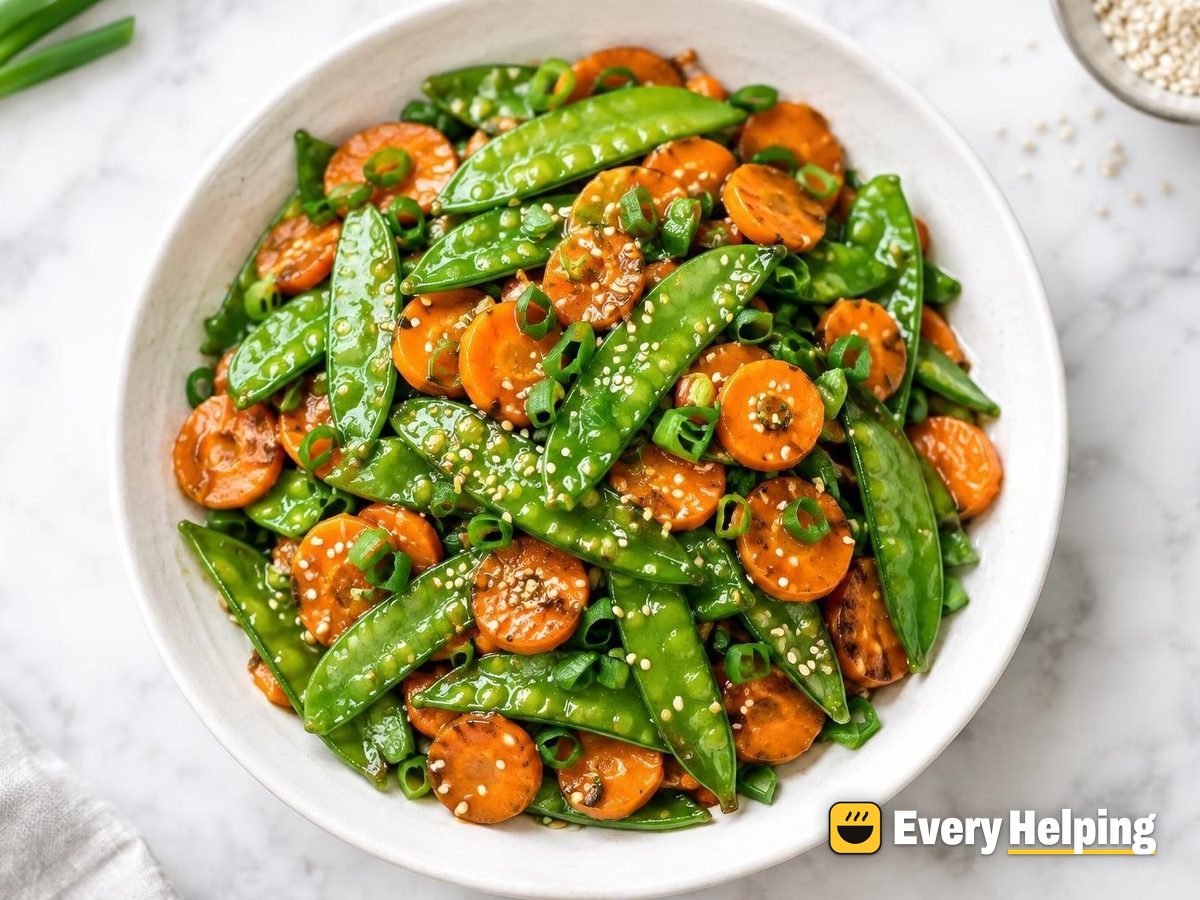 Ginger Sesame Sautéed Snow Peas and Carrots