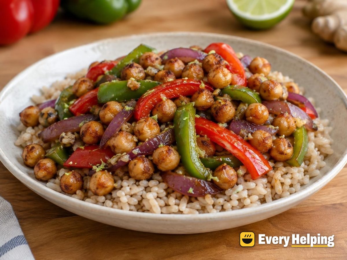 Crispy Chickpea Lime-Ginger Stir-Fry with Brown Rice