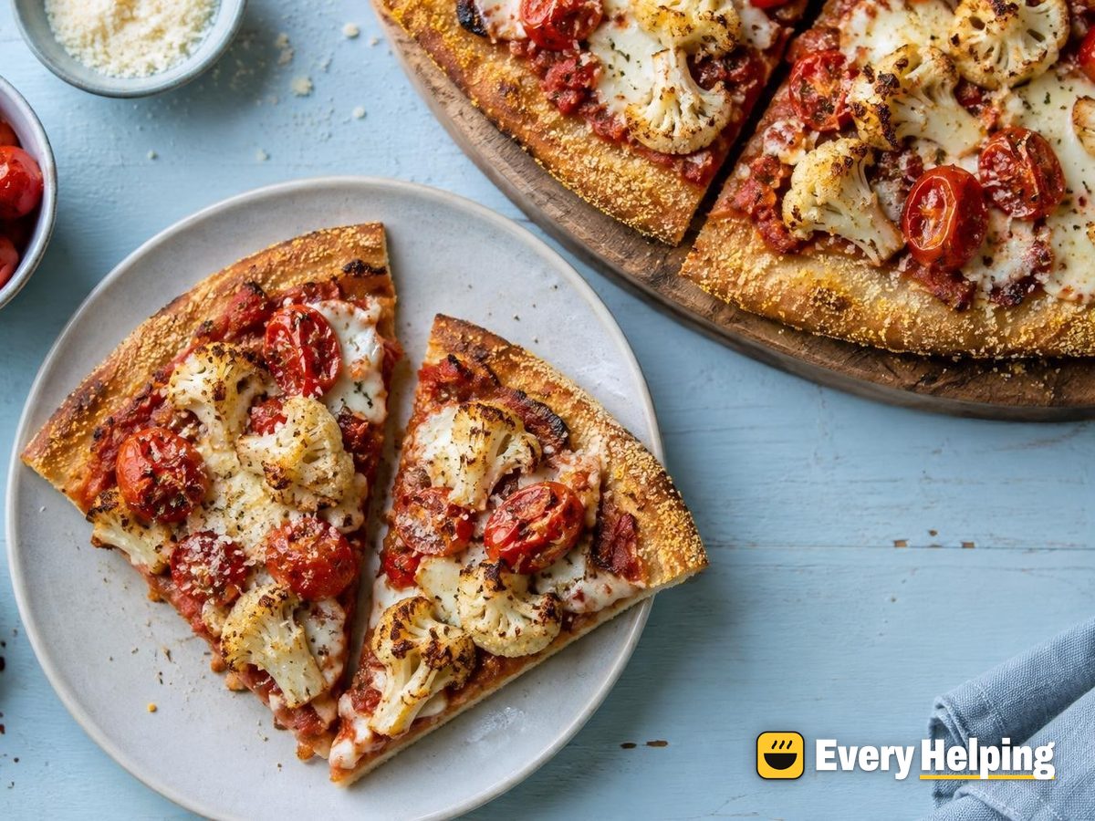 Roasted Cauliflower and Cherry Tomato Flatbread Pizzas