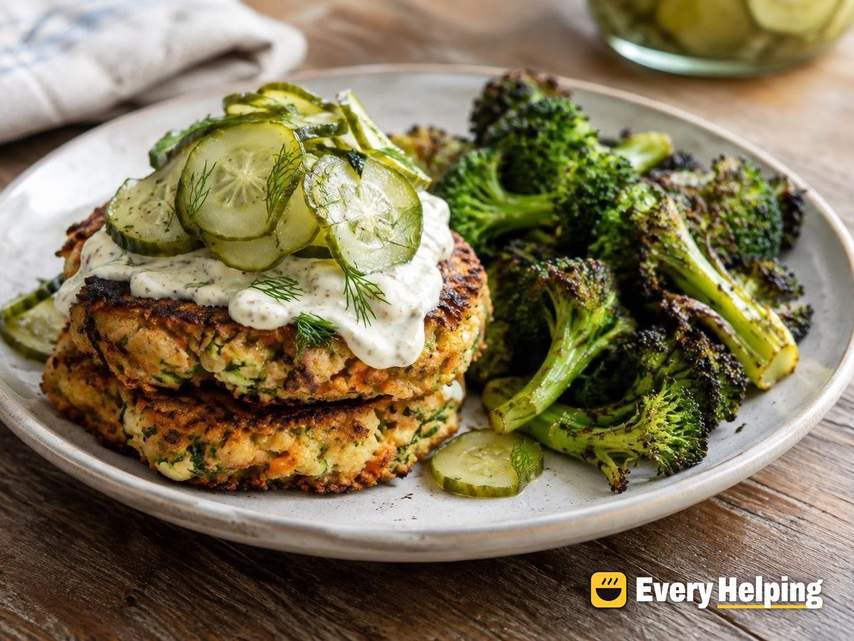 Baked Zucchini Chickpea Burgers with Quick Pickles