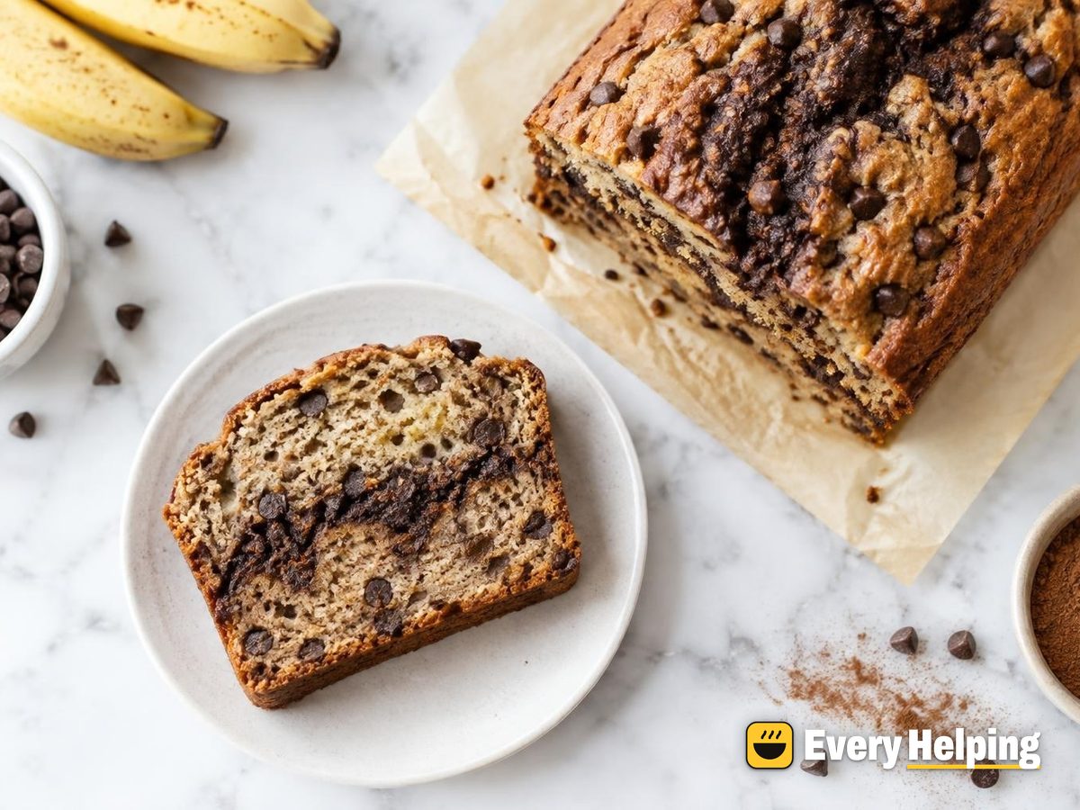 Banana Snack Cake with Cocoa Ribbon