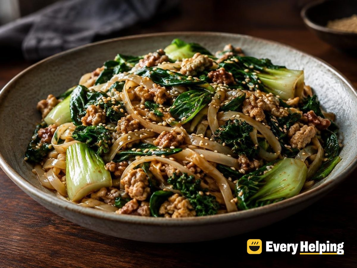 Soy Sesame Turkey Noodles with Bok Choy