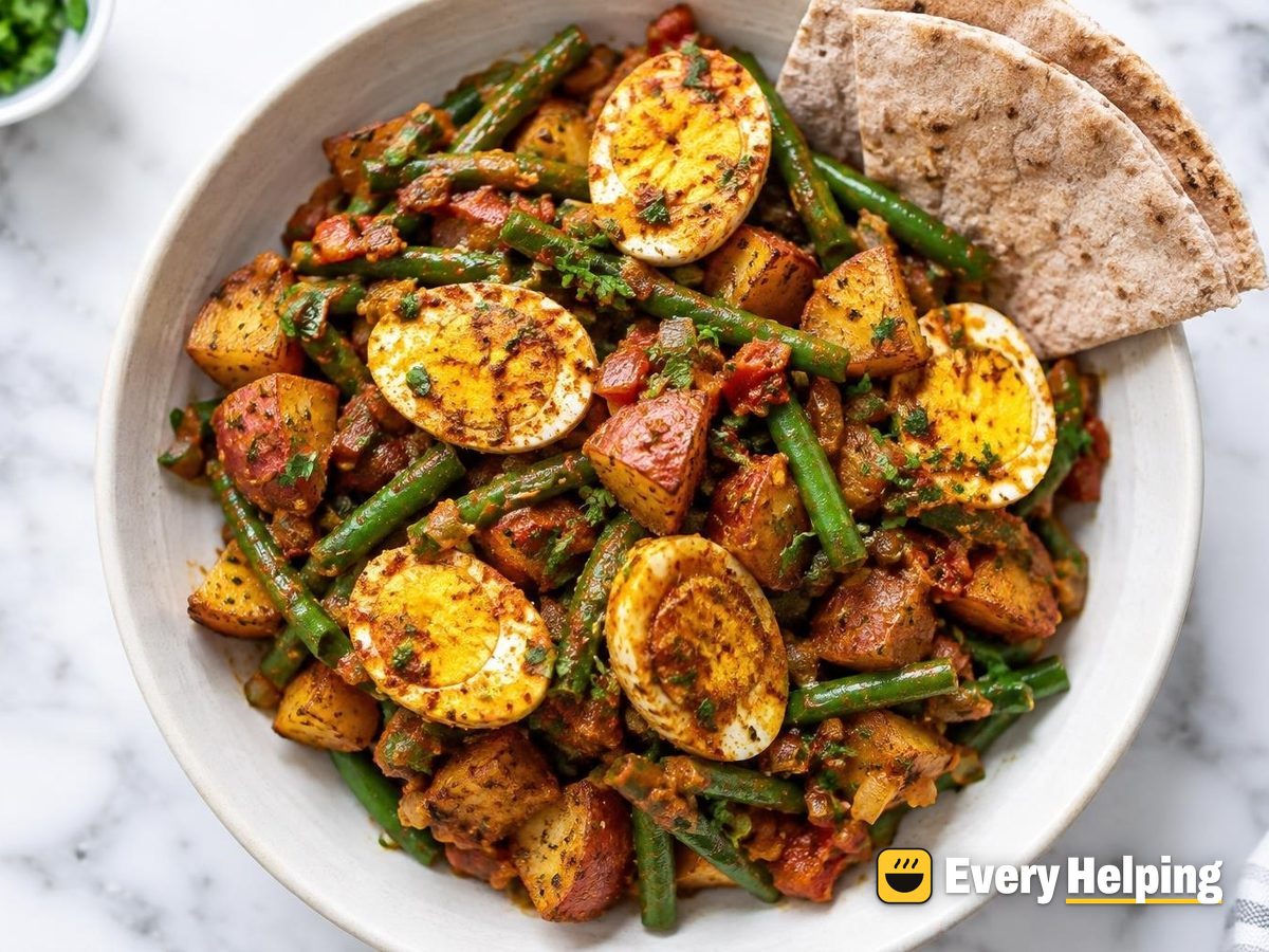 Egg and Potato Dry Masala with Green Beans