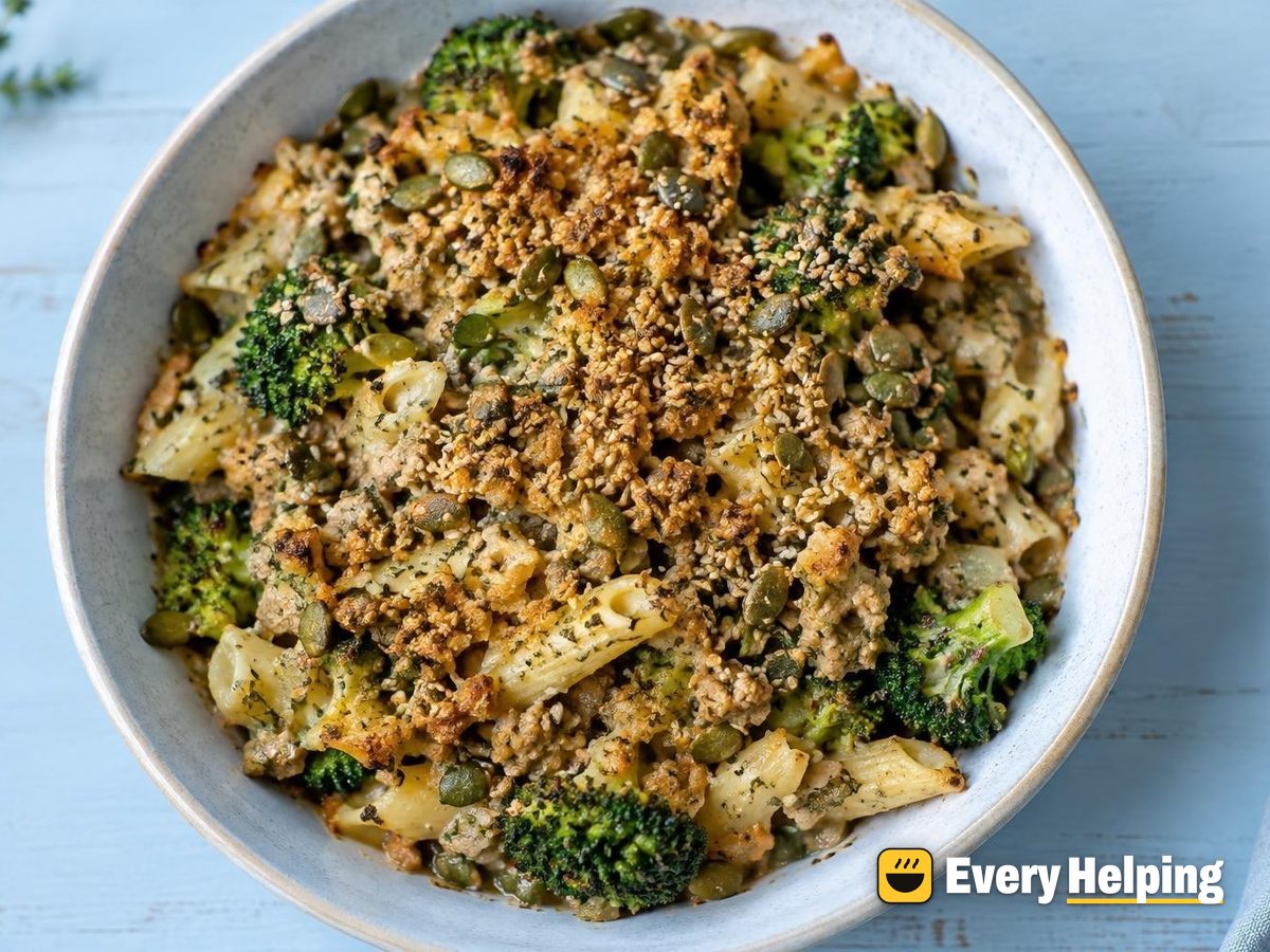 Turkey Sausage Breakfast Pasta Bake with Seeds
