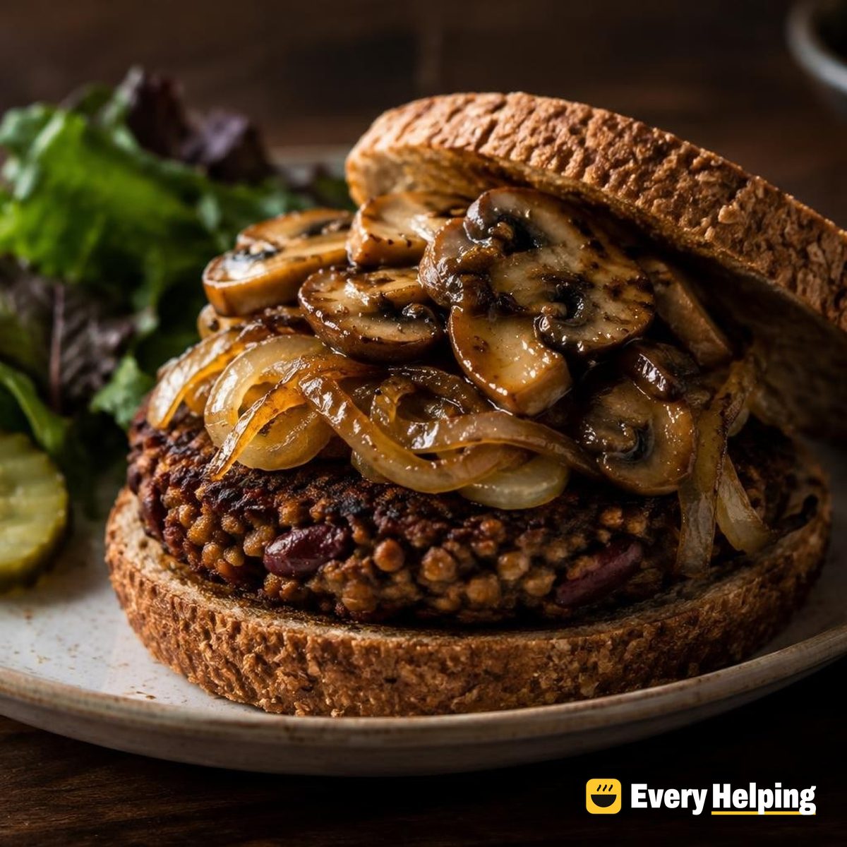 Miso Lentil Burgers with Caramelized Onions