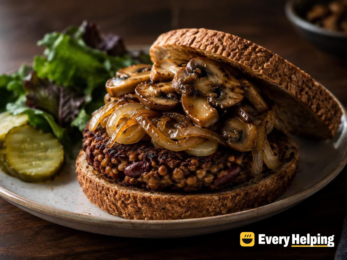 Miso Lentil Burgers with Caramelized Onions