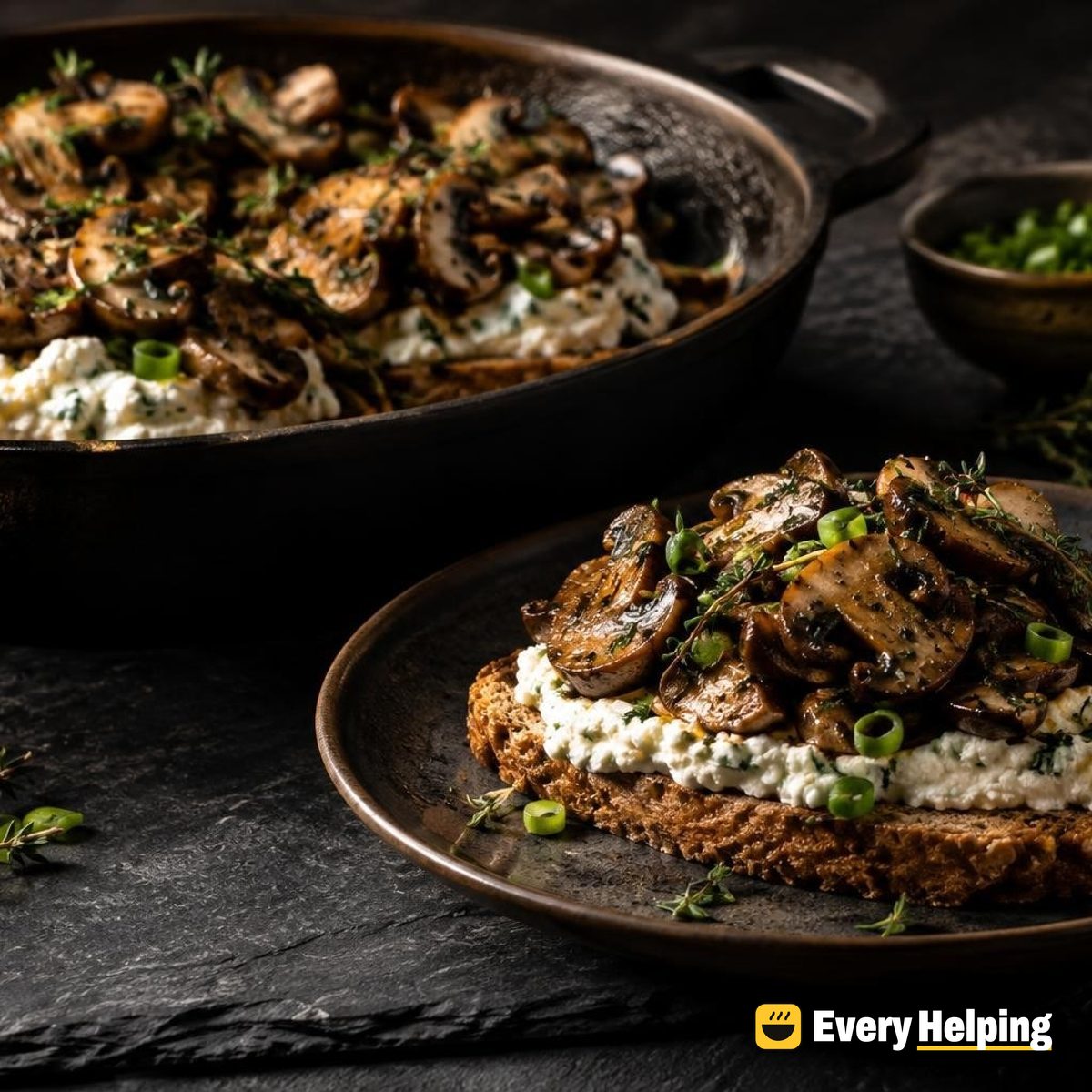 Buttermilk Ricotta Toast with Garlic-Thyme Mushrooms
