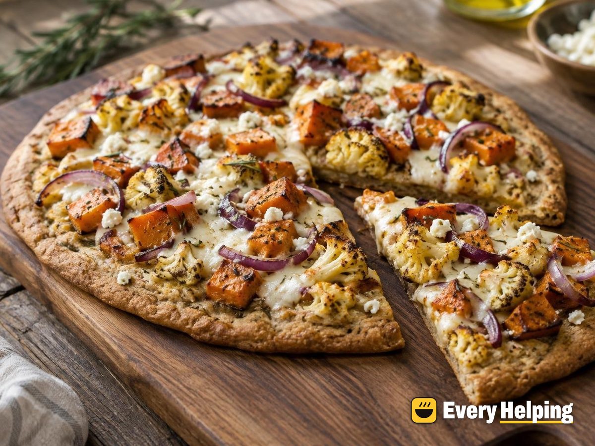 Whole Wheat Sweet Potato Cauliflower Flatbread Pizzas