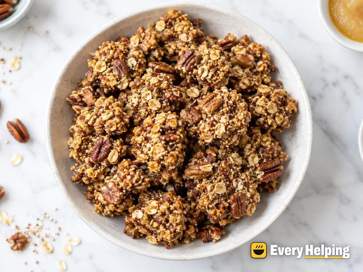 Crunchy Quinoa Applesauce Maple Pecan Clusters