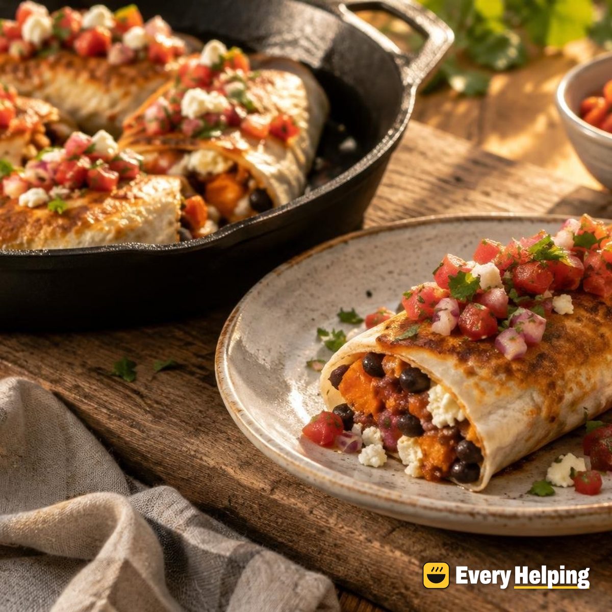 Crispy Queso Fresco Sweet Potato Burritos
