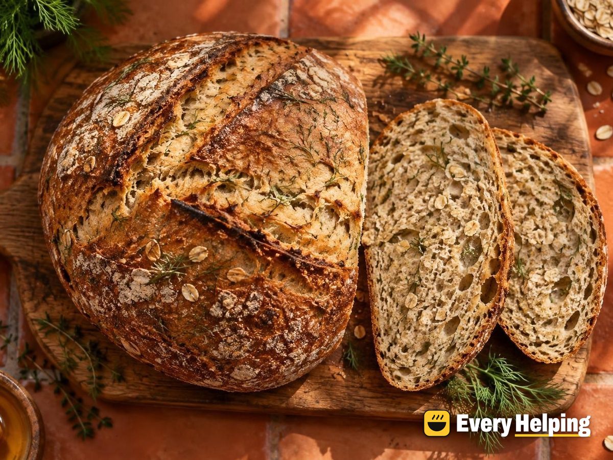 Crusty Thyme and Dill Oat Spelt Boule