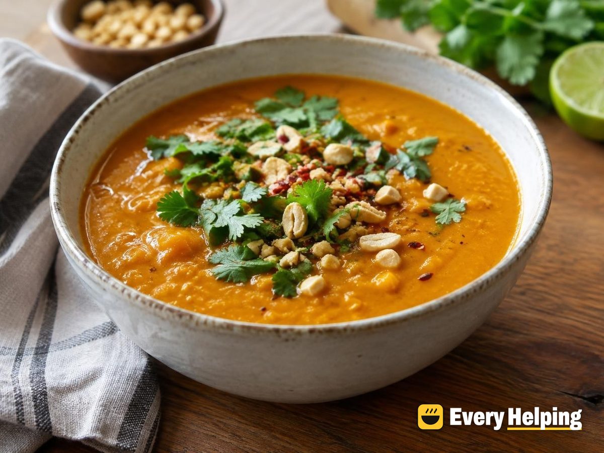 Thai Red Curry Pumpkin Soup with Lentils