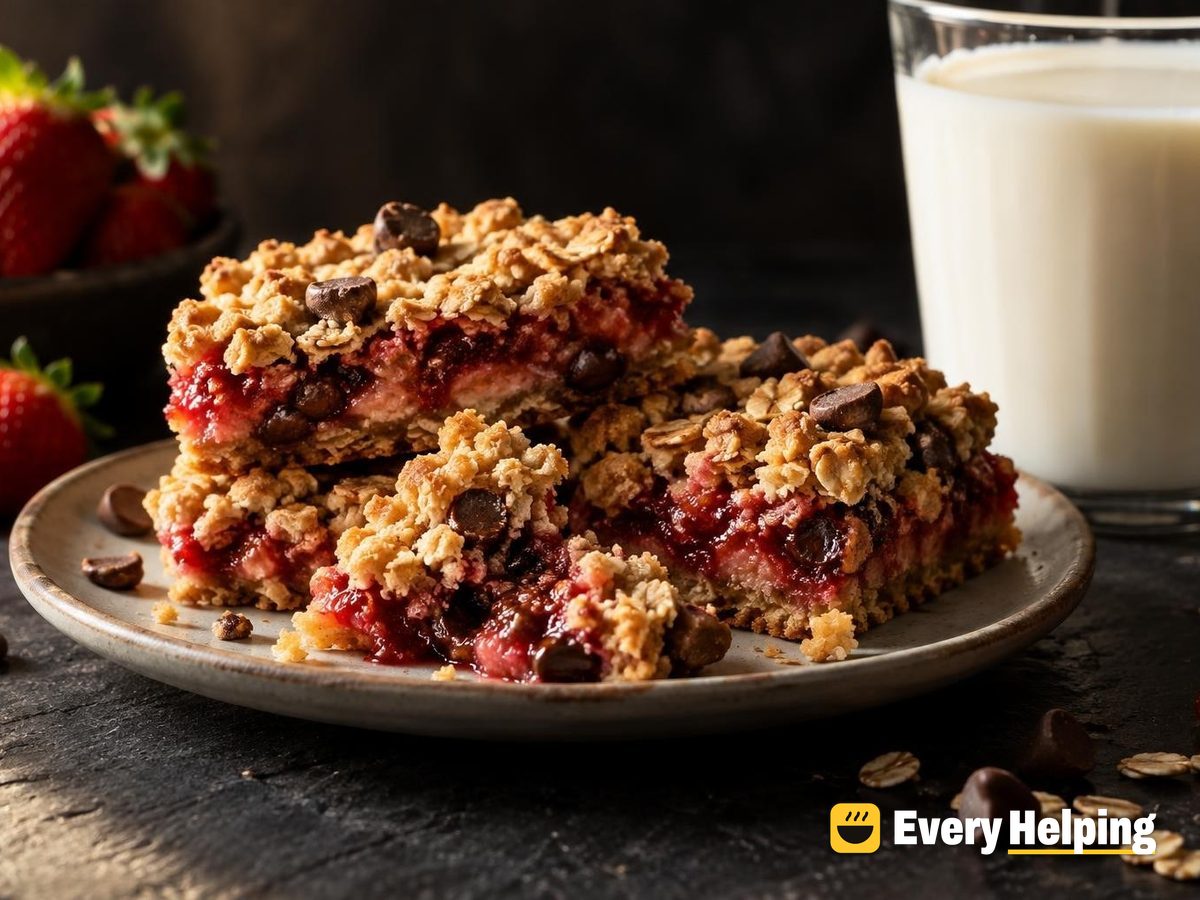 Strawberry Chocolate Chip Oat Crumble Bars