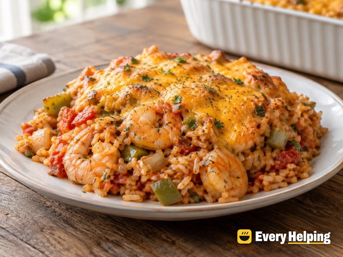 Cajun Shrimp and Tomato Rice Bake