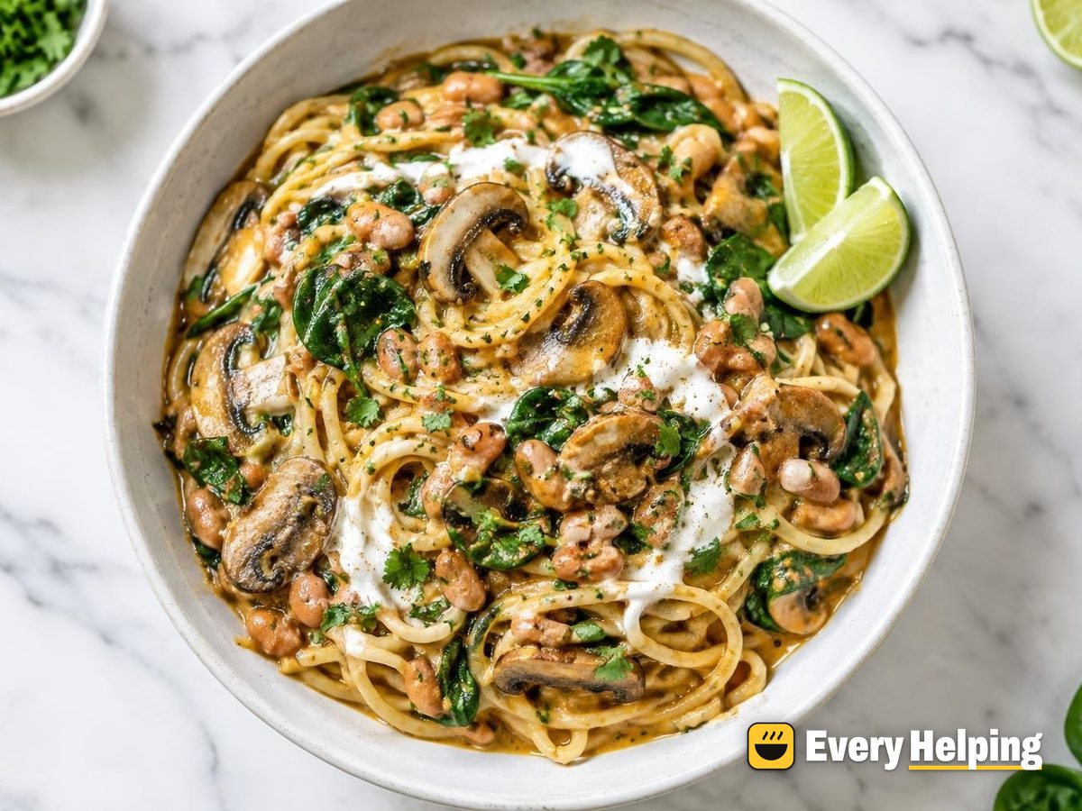 One-Pot Green Chile Pinto Bean Spaghetti