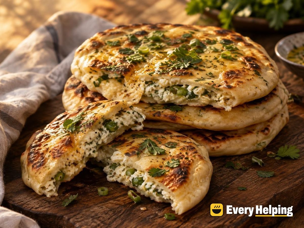 Ricotta-Stuffed Cardamom Ginger Skillet Naan