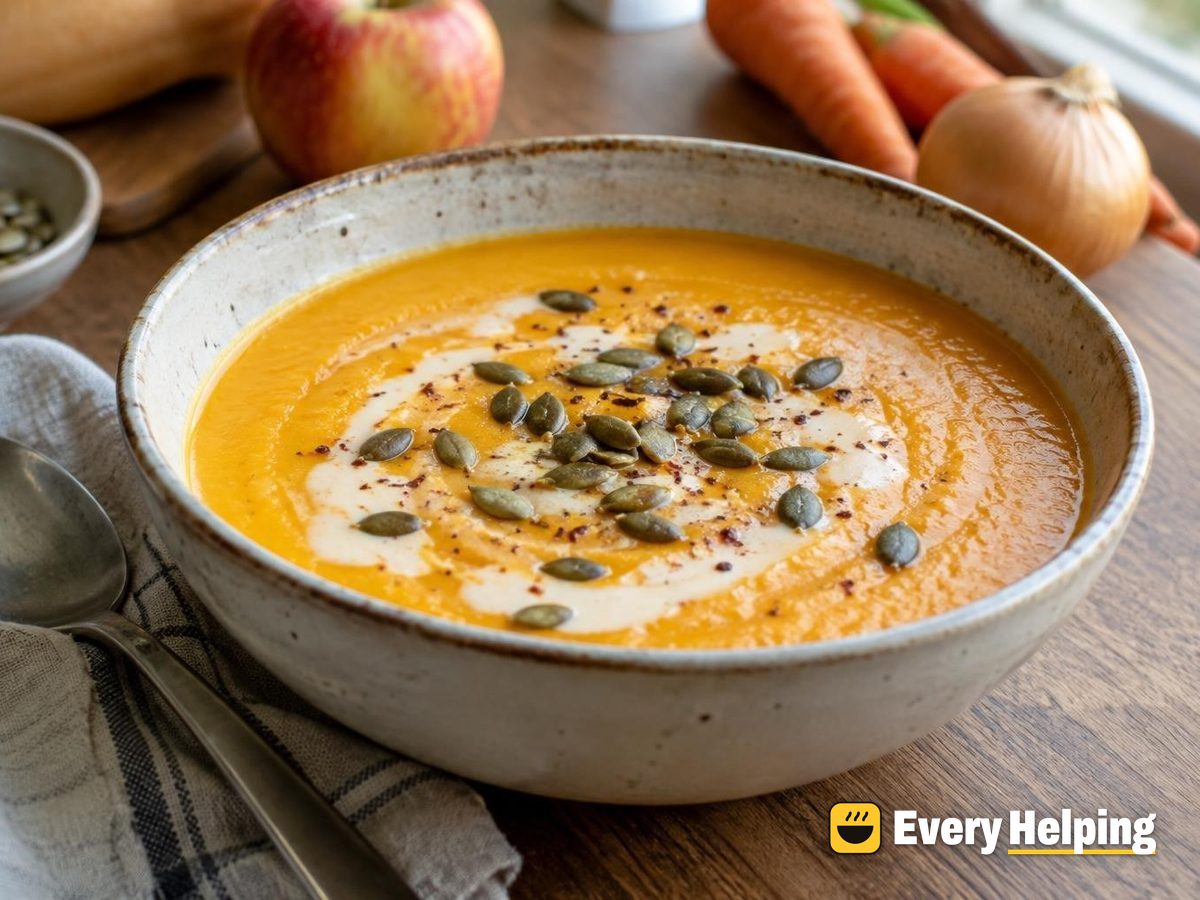 Silky Butternut Apple Soup with Coconut