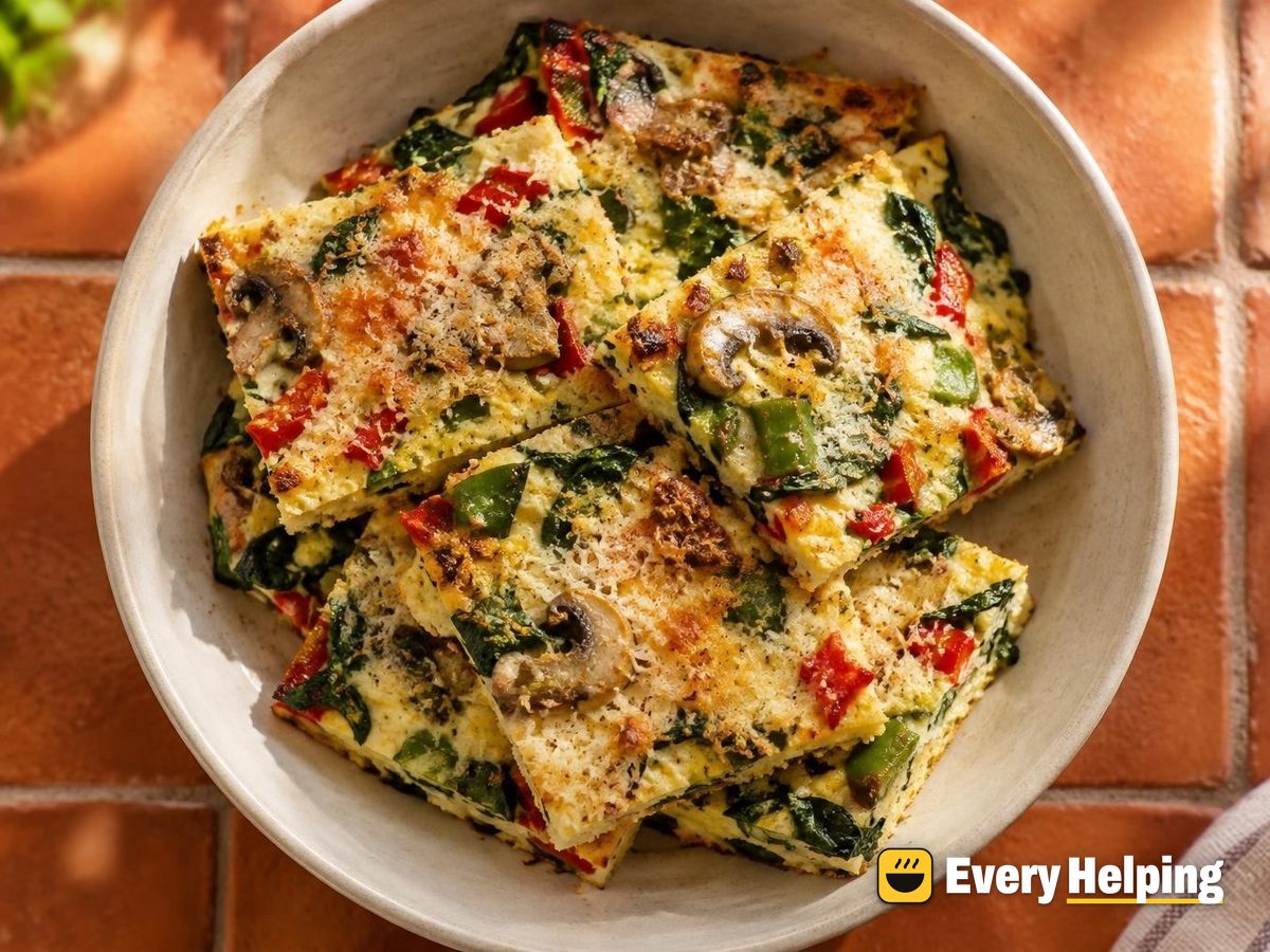 Sheet-Pan Spinach Pepper Egg Squares with Parmesan