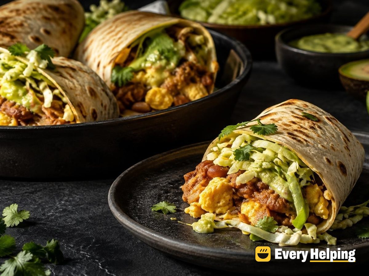 Chorizo-Spiced Pinto Bean and Egg Breakfast Wraps