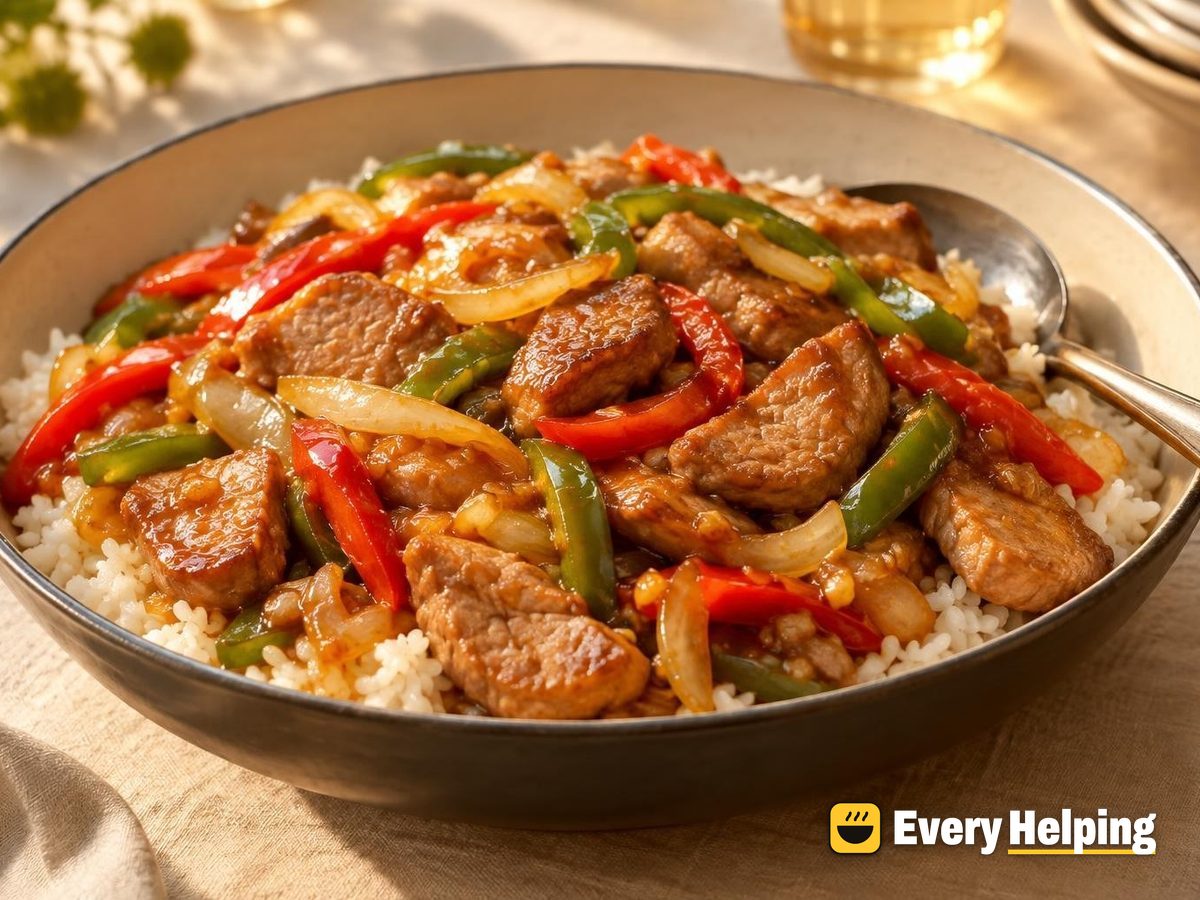 Orange Ginger Pork with Peppers and Onions