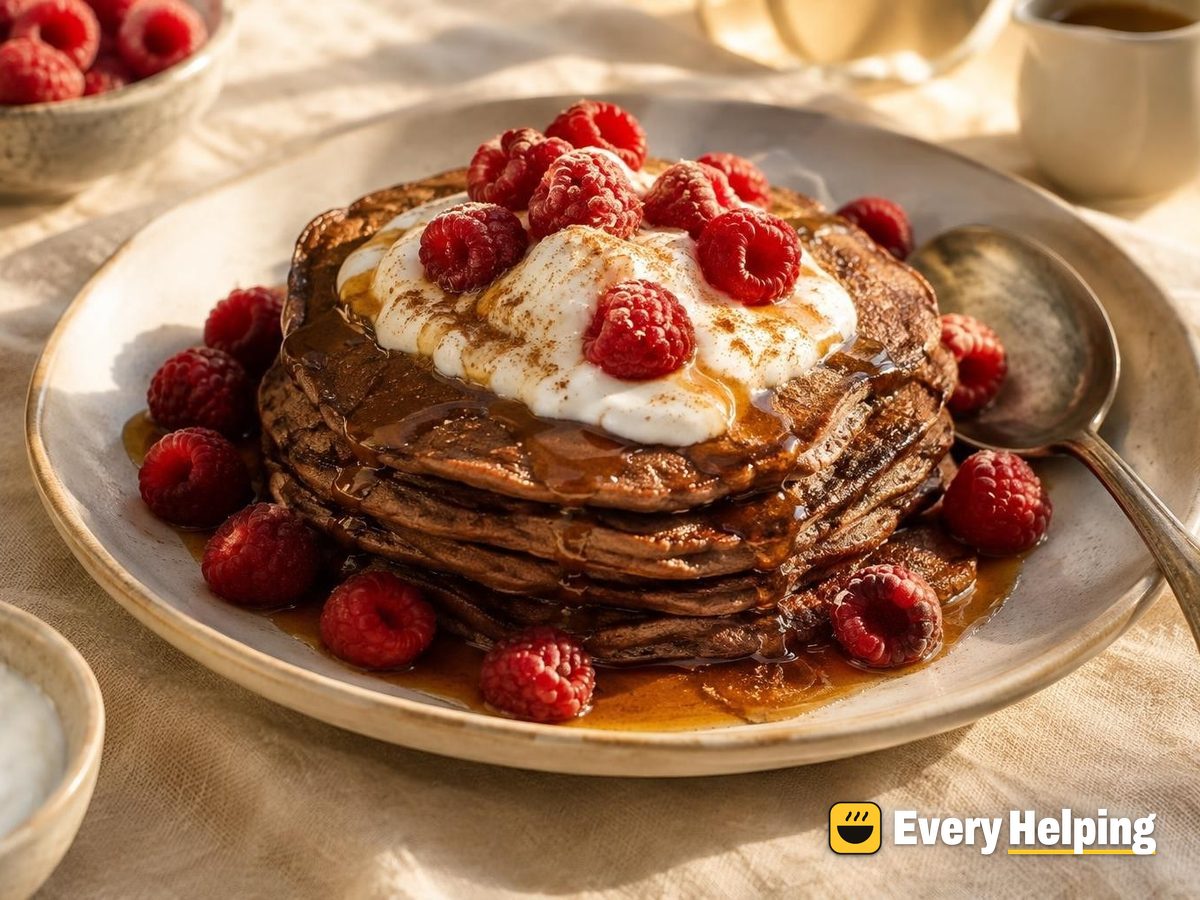 Blender Chocolate Kefir Oat Pancakes