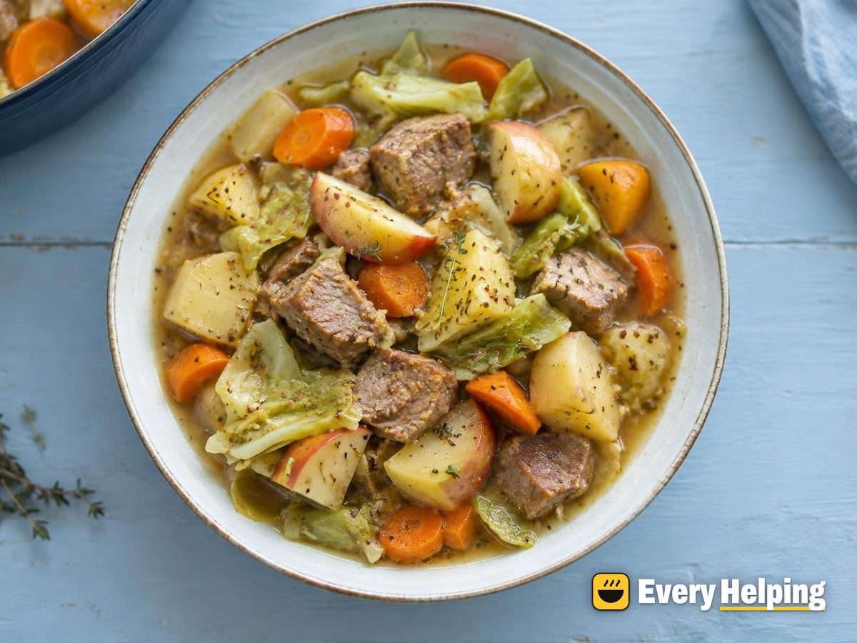 Pork Stew with Apples, Cabbage and Mustard